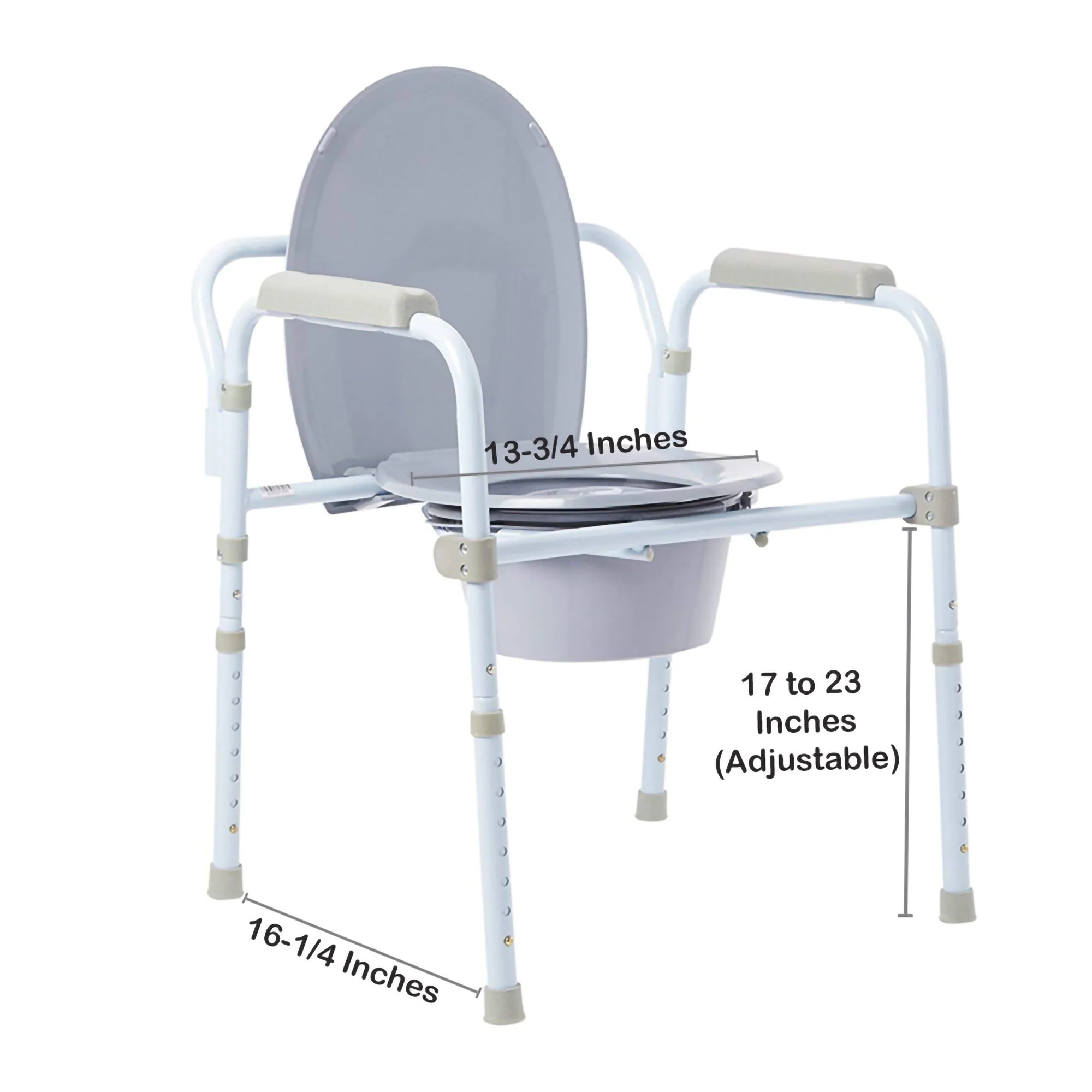 3-in-1 Fixed Arms Steel Commode - 350lbs Weight Capacity