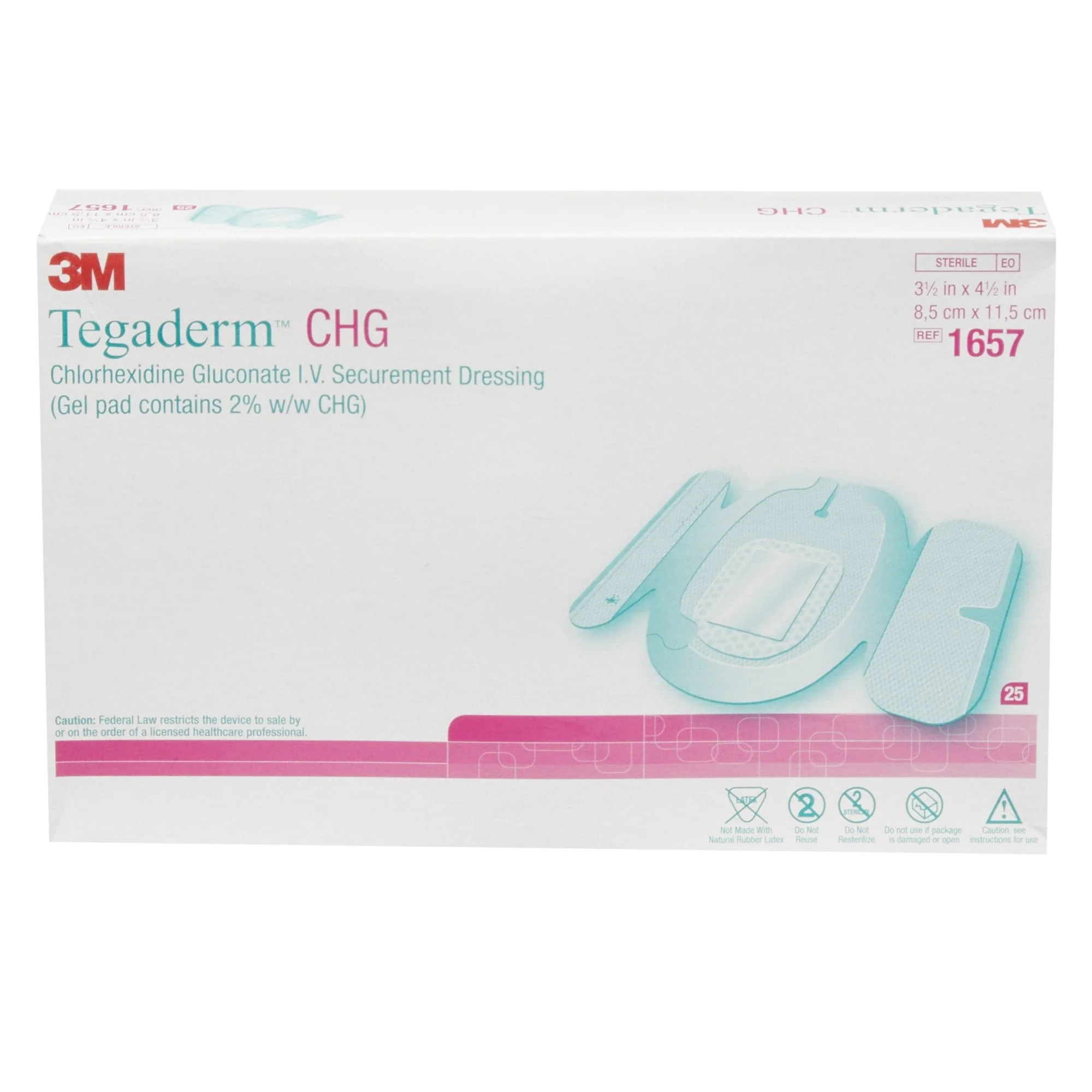 3M™ Tegaderm™ CHG 3 1/2 X 4 1/2 Inch IV Securement Dressing - 1657