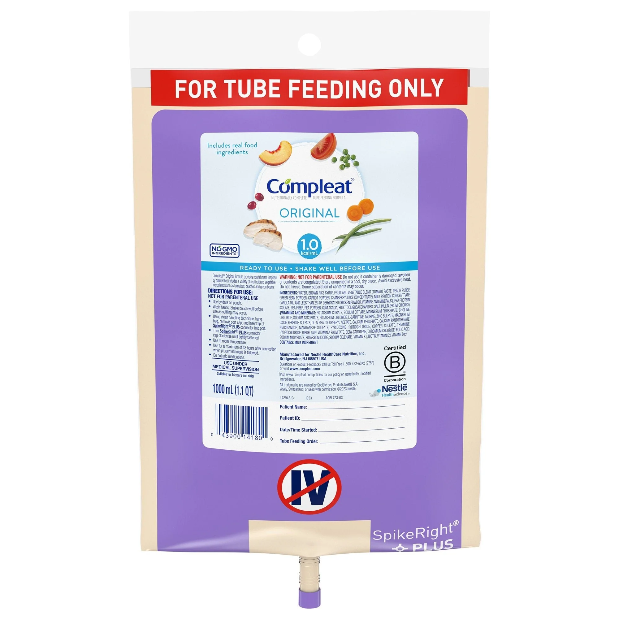 Compleat® Original 1.0 Ready to Hang Tube Feeding Formula 1000mL - 6/Case