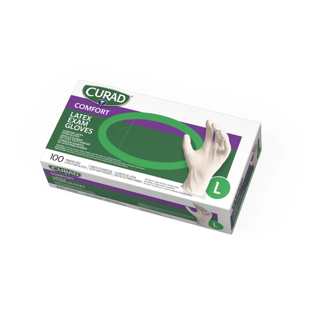 CURAD Powder-Free Textured Latex Exam Gloves -100/box - Image 4