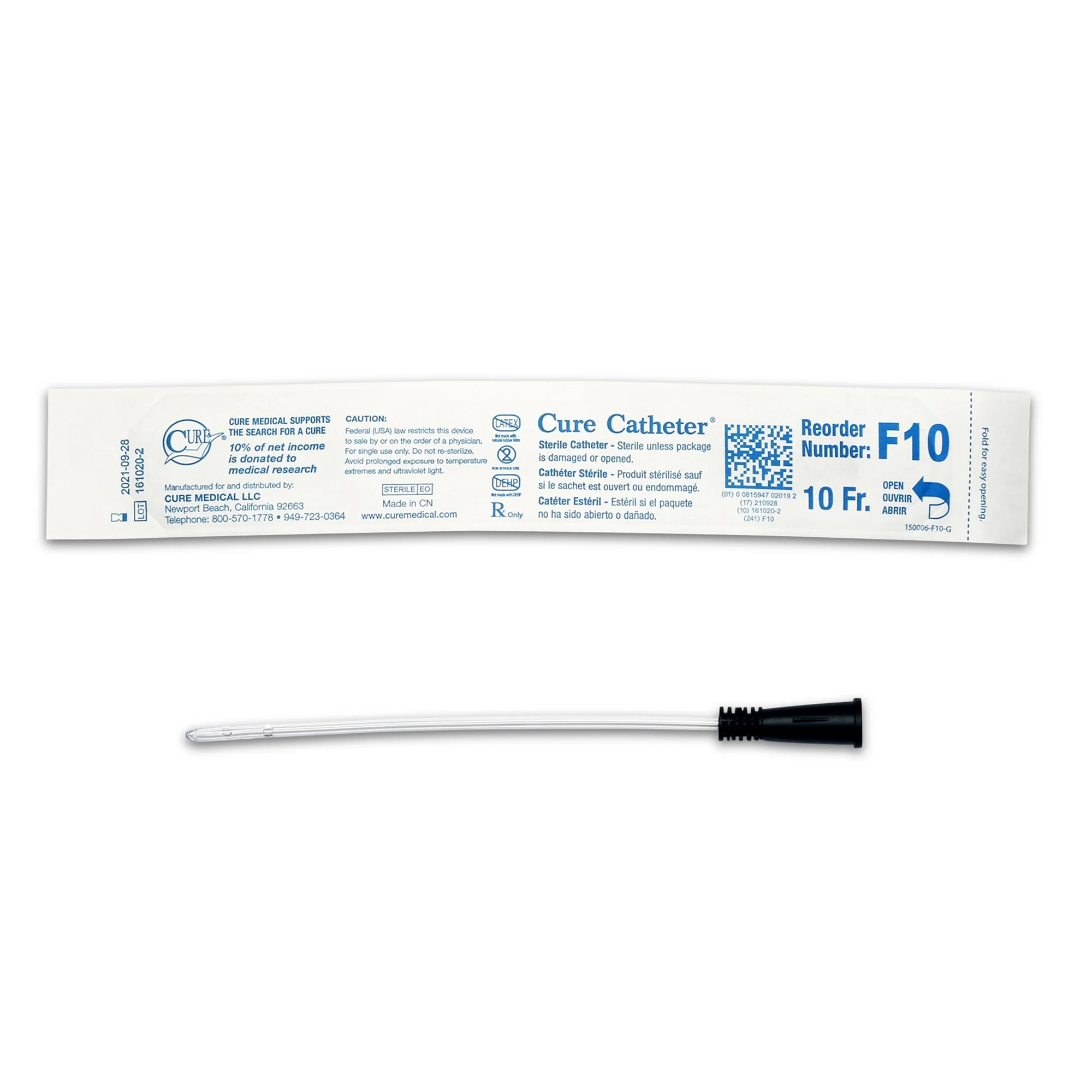 Cure Catheter® Straight Tip Uncoated PVC 6 Inch Urethral Catheter - Box of 30 - Image 2