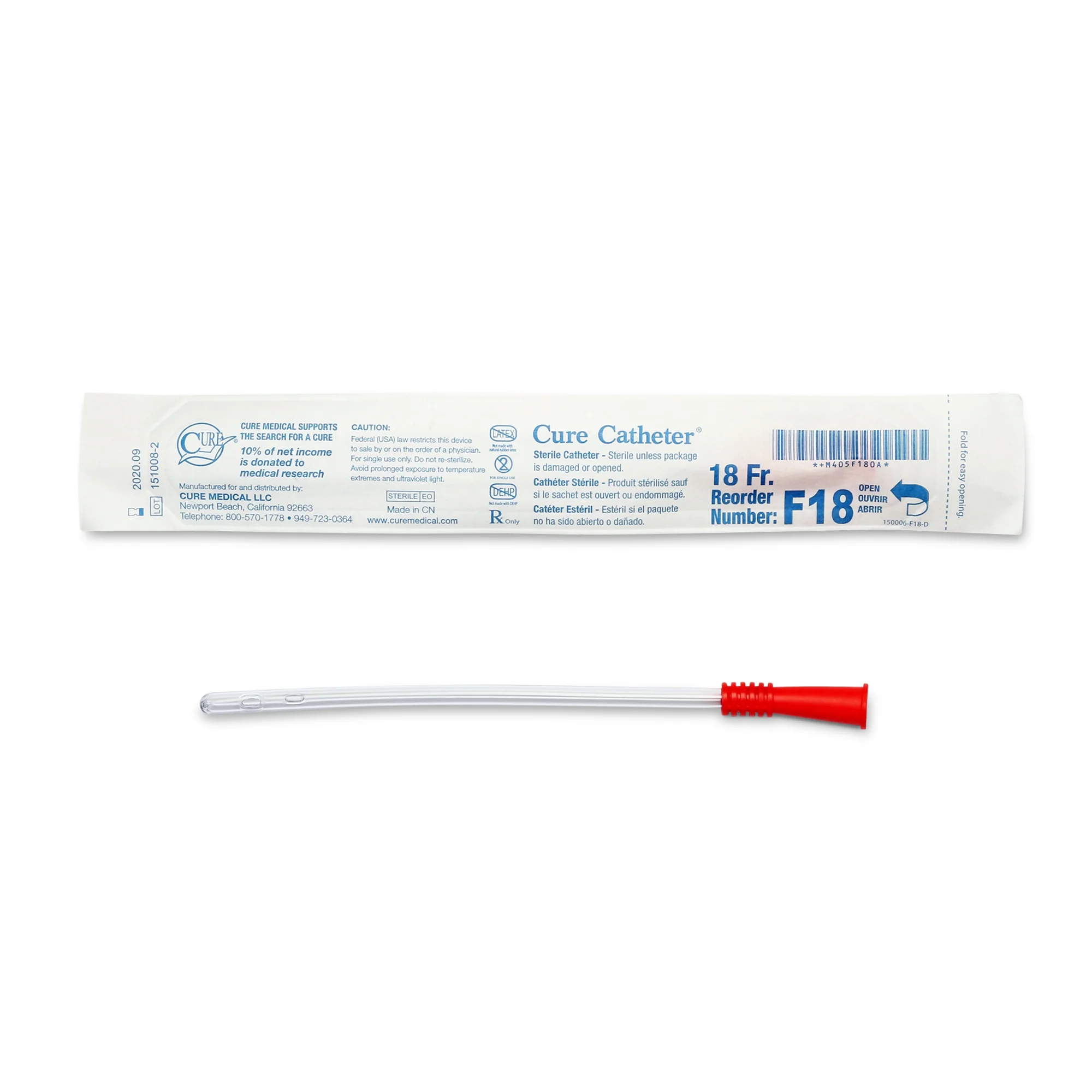 Cure Catheter® Straight Tip Uncoated PVC 6 Inch Urethral Catheter - Box of 30 - Image 6