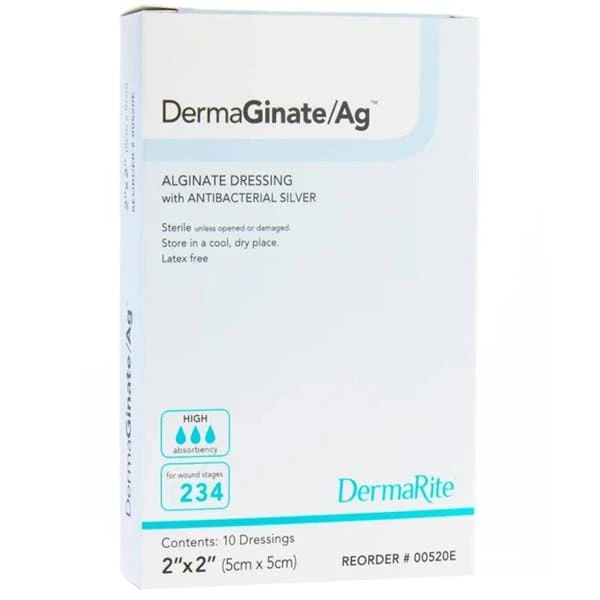 DermaGinate/AG™ 2" x 2" Calcium Alginate Dressing - Box of 10