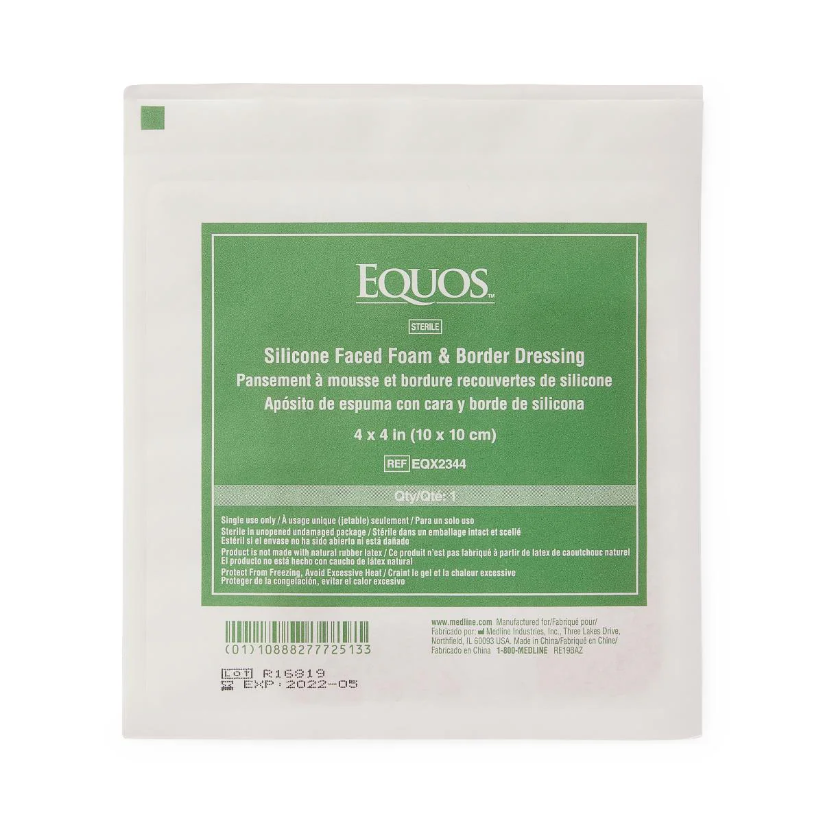 Equos Silicone Faced Foam & Border Dressing 4" x 4" - EQX2344 - Image 2
