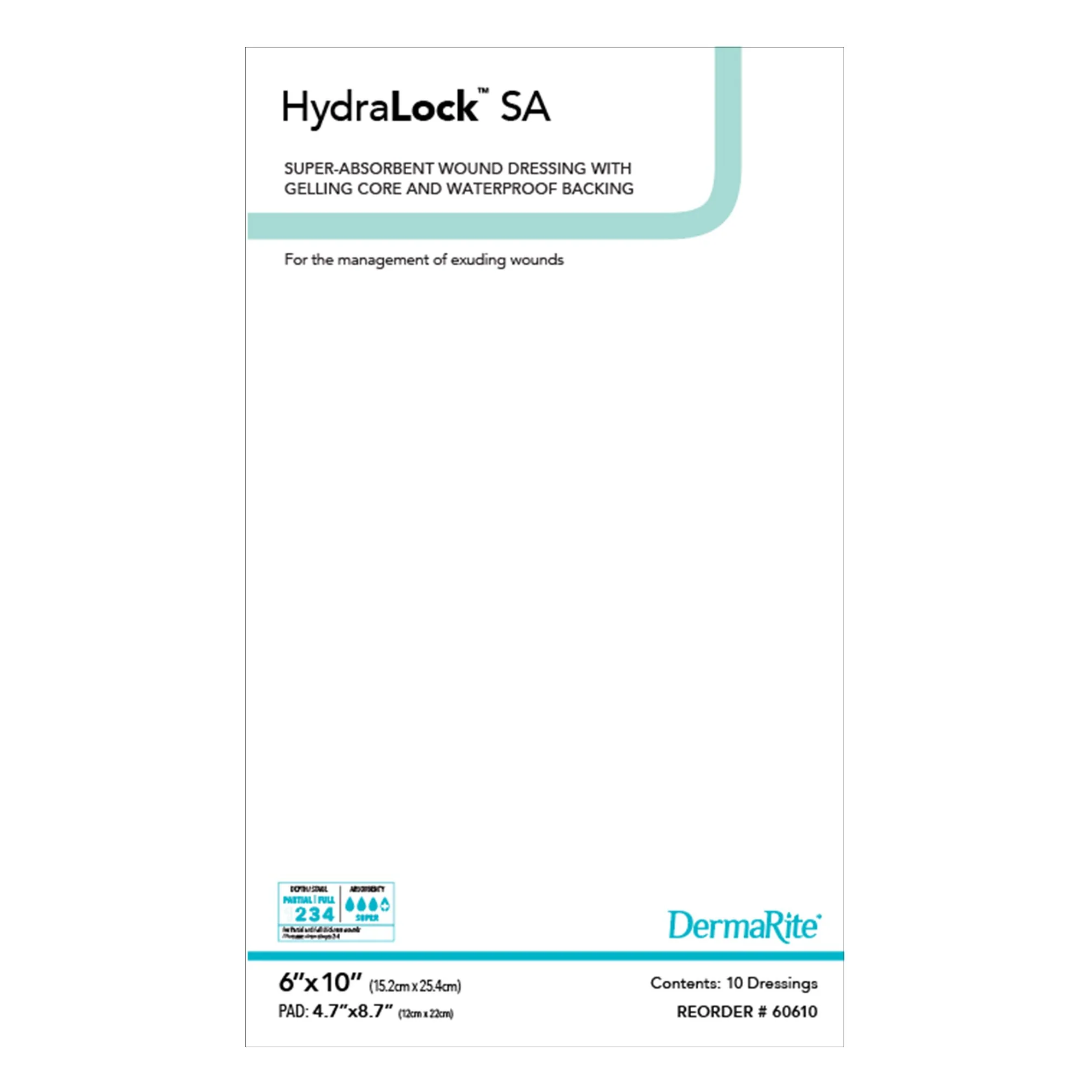 HydraLock™ SA 6 x 10 Super Absorbent Dressing - Box of 10
