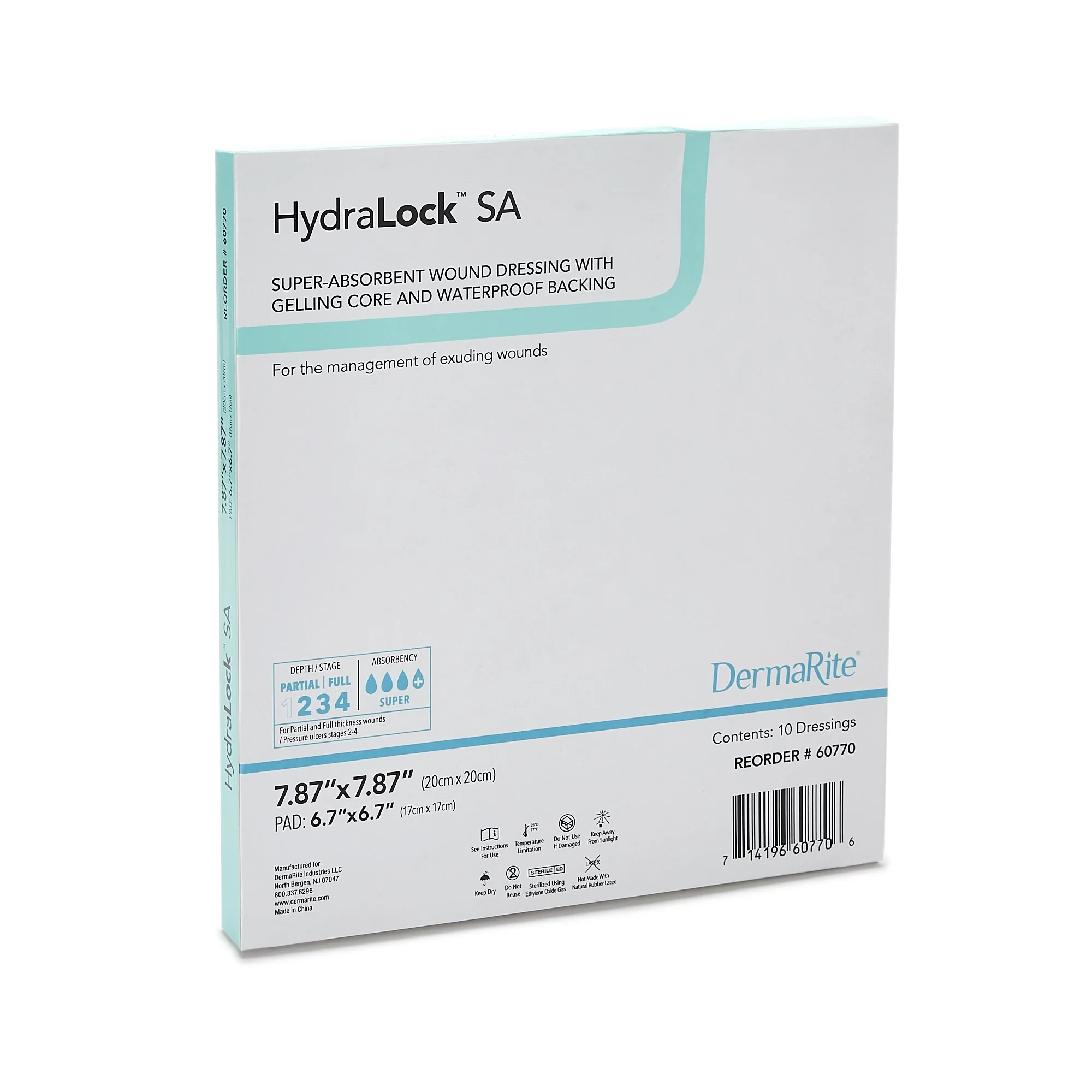 HydraLock™ SA 7.87 X 7.87 Super Absorbent Dressing - Box of 10