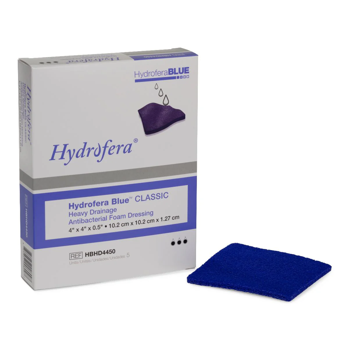 Hydrofera BLUE® Classic 4 X 4 X 1/2 Inch Heavy Drainage - Box of 5