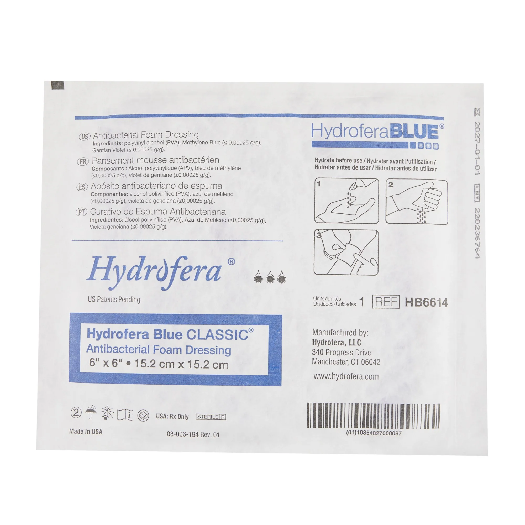 Hydrofera Blue Classic 6 X 6 Inch Square Non-Adhesive without Border - Image 2