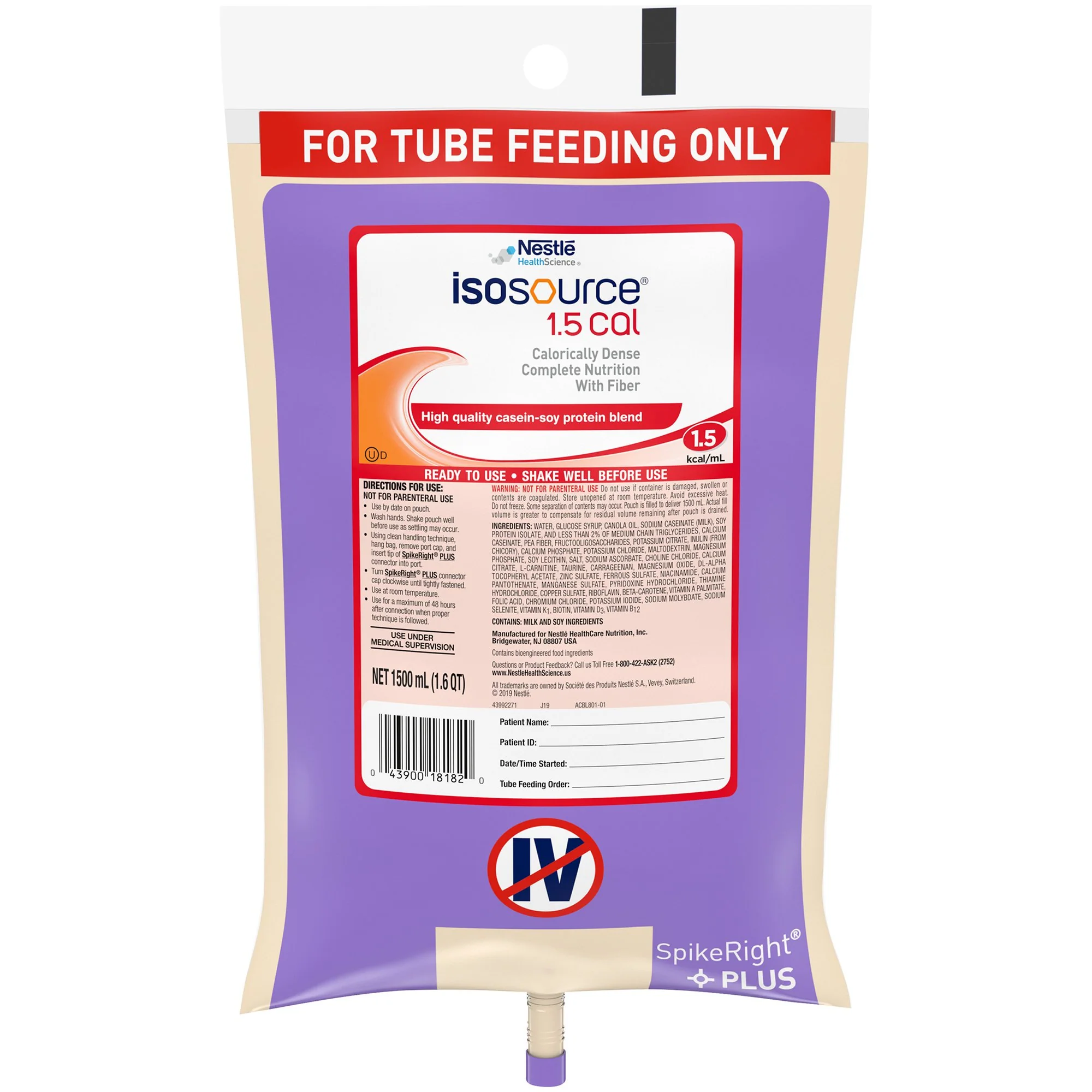 Isosource® 1.5 Cal 1500mL Ready to Hang Tube Feeding -  4/Case