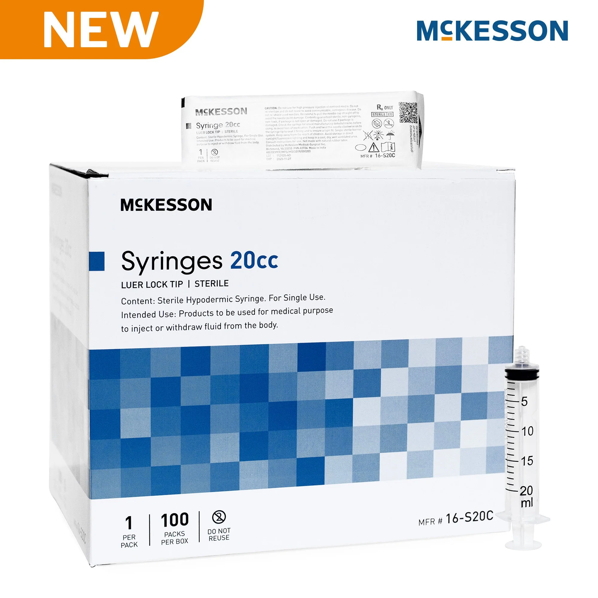 McKesson 20cc Luer Lock Tip Syringe - 16-S20C - Image 3