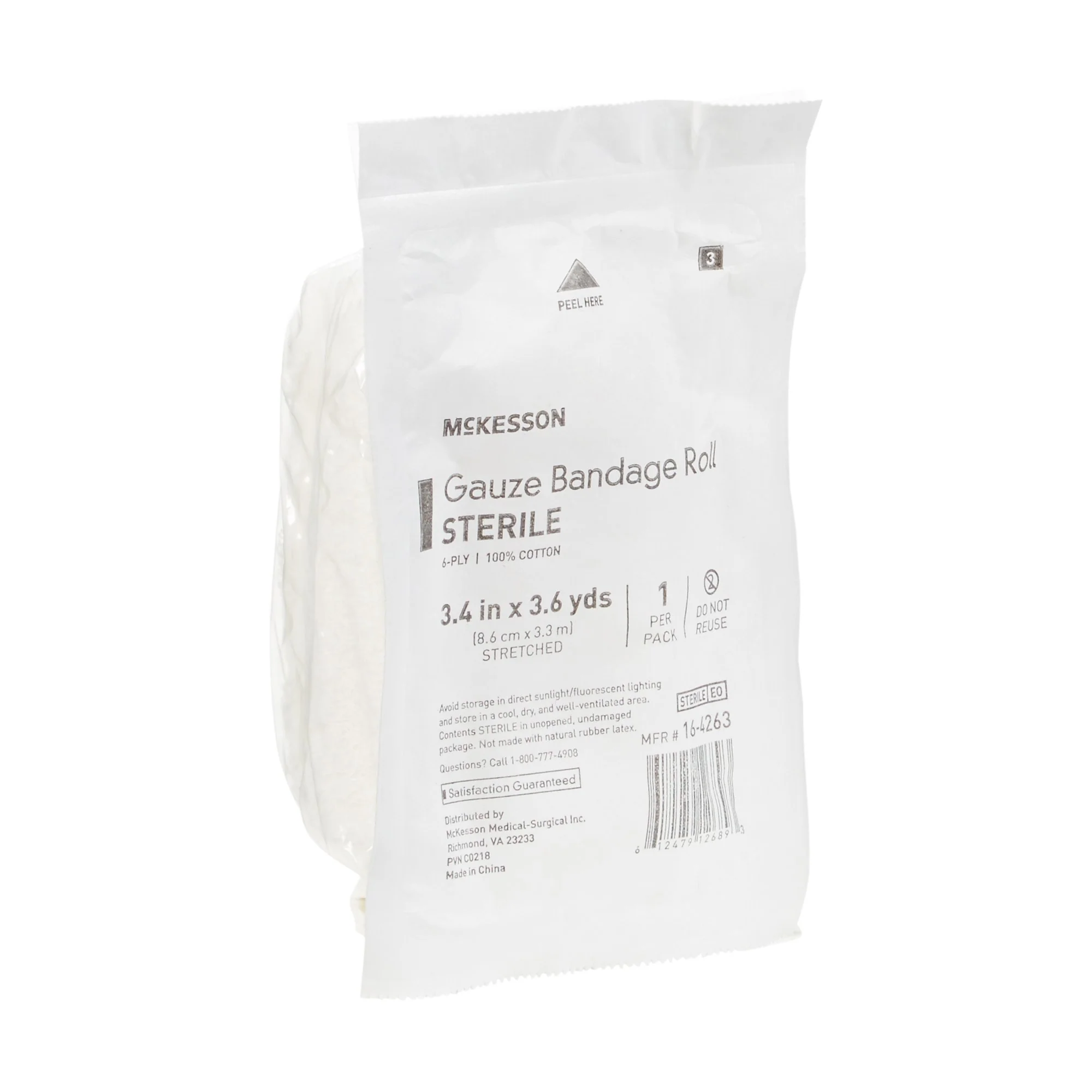 McKesson 3.4 Inch X 3.6 Yard Gauze Bandage Roll - 16-4263