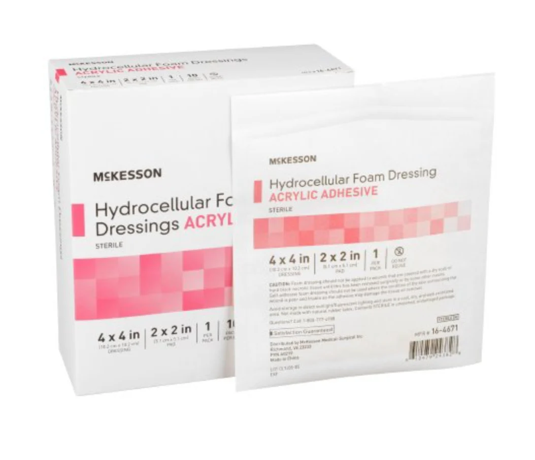 McKesson Hydrocellular Foam Bordered Dressing 4" x 4" - 16-4671