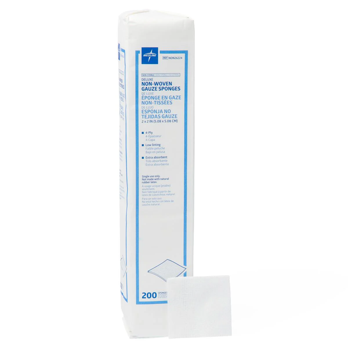 Medline Deluxe Non-Sterile Non-Woven 4-ply Gauze Sponges 2" x 2"- NON26224