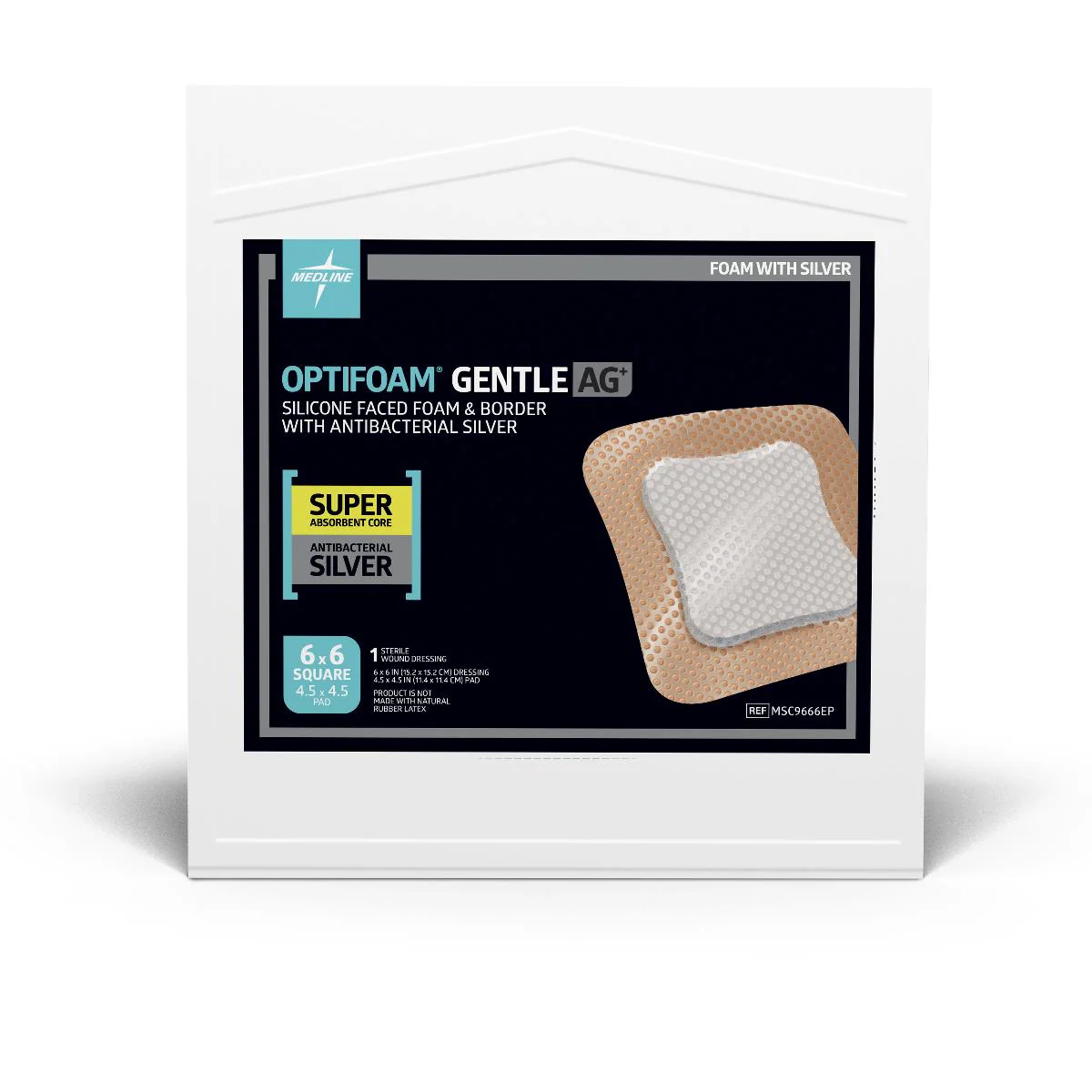 Optifoam Gentle 6" x 6" AG Silicone Face & Border Dressing - MSC9666EP - Image 2