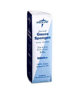 Nonsterile 100% Cotton Woven Gauze Sponges 2" x 2" 8Ply - NON25208 - Image 2