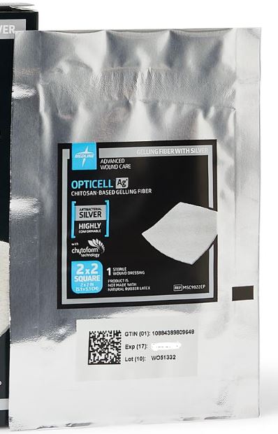 Opticell Ag+  2" x 2" Silver Antibacterial Wound Dressing - MSC9822EP - Image 2
