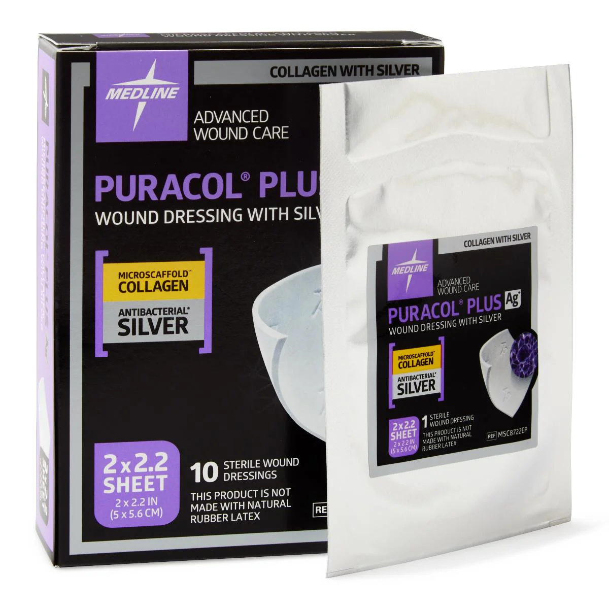 Puracol Plus AG+ 2" x 2" Collagen Wound Dressing