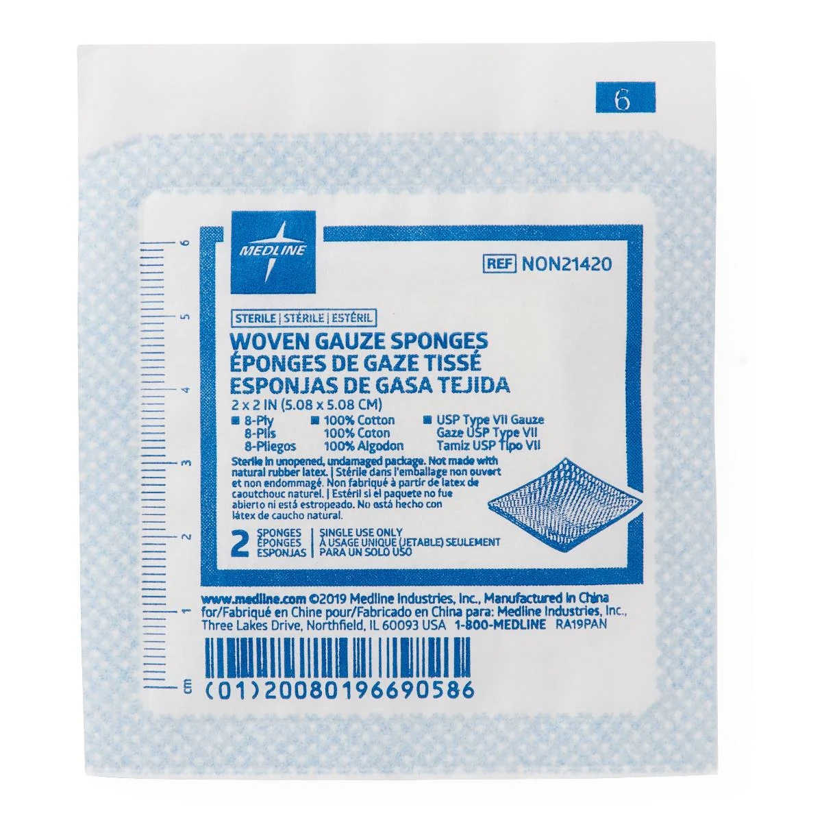 Sterile 100% Cotton 8-Ply Woven Gauze Sponges 2" x 2" - NON21420 - Image 2