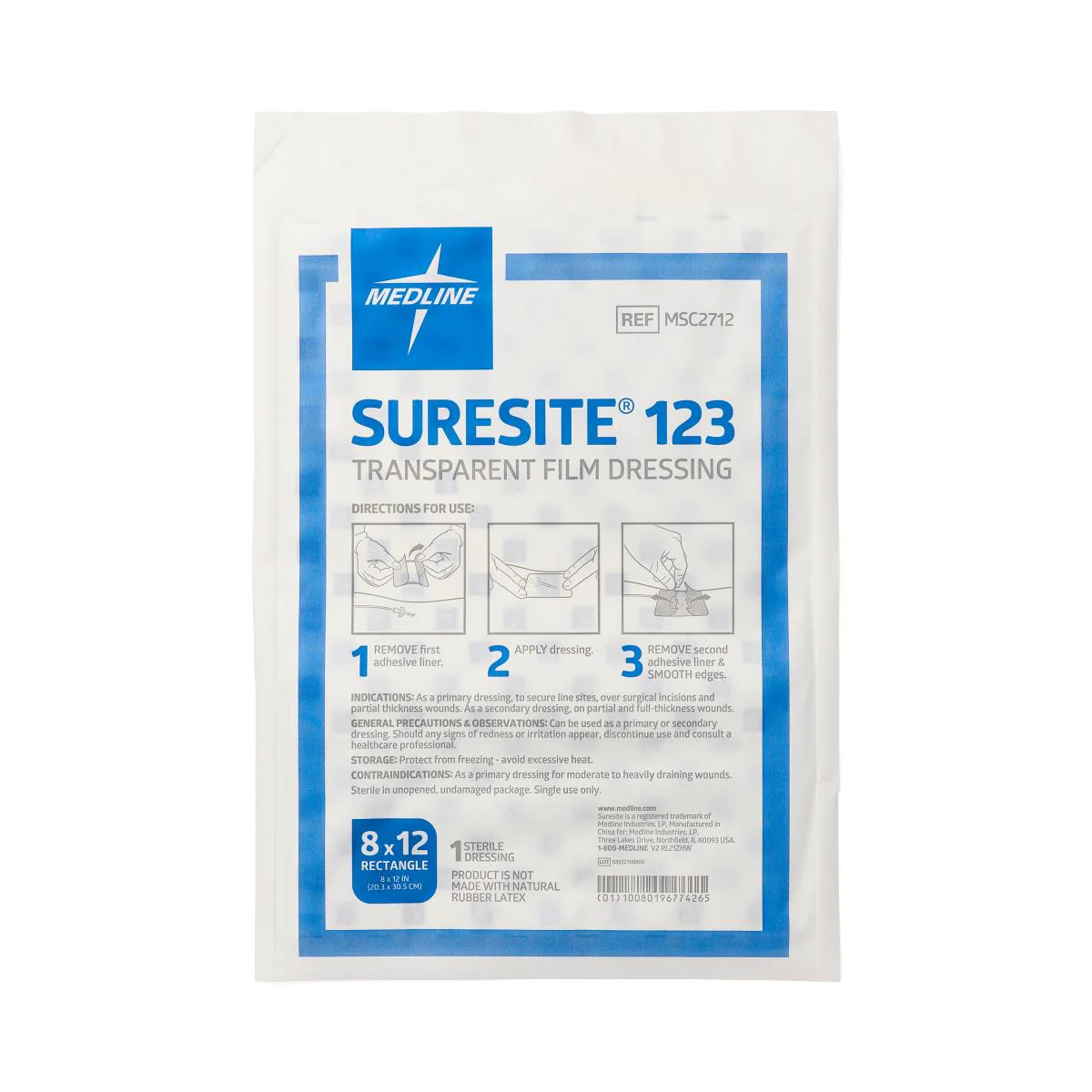 Suresite 123 Transparent Film Dressing 8" x 12" - MSC2712