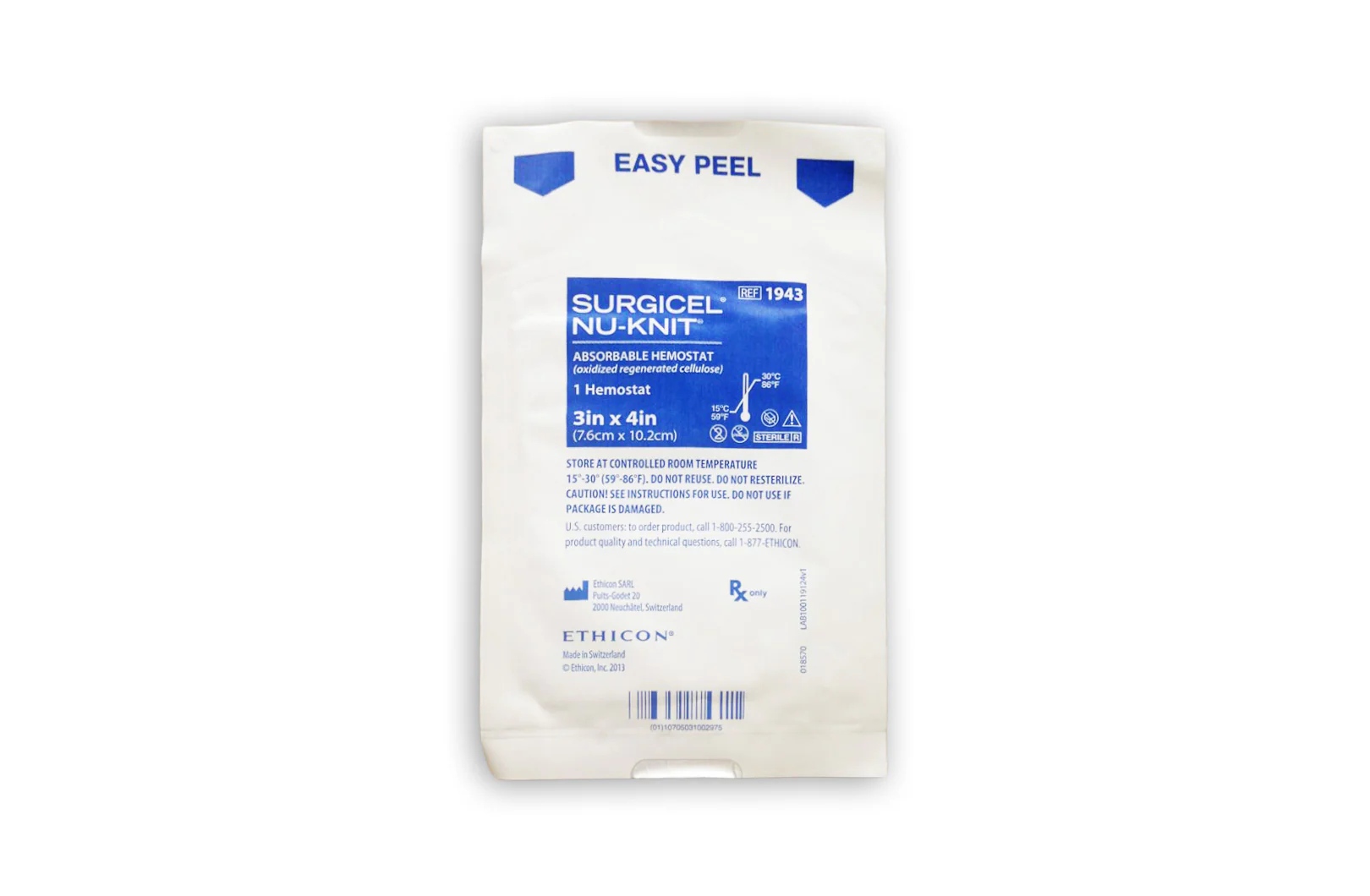 Surgicel™ Nu-Knit 1943S 3 x 4 Inch Absorbable Hemostat - Single