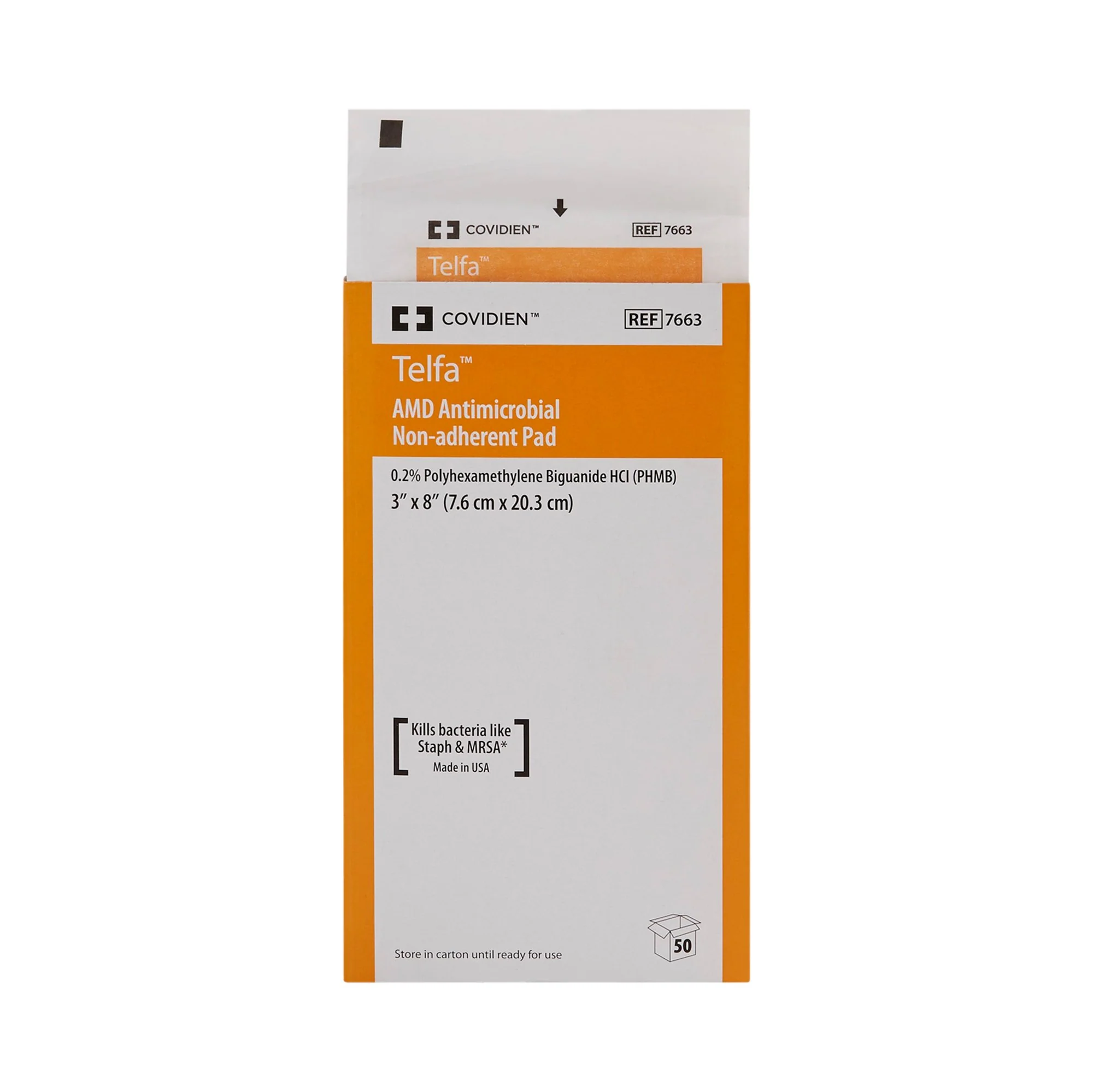Telfa™ AMD 3x8 Antimicrobial Island Dressing- 7663