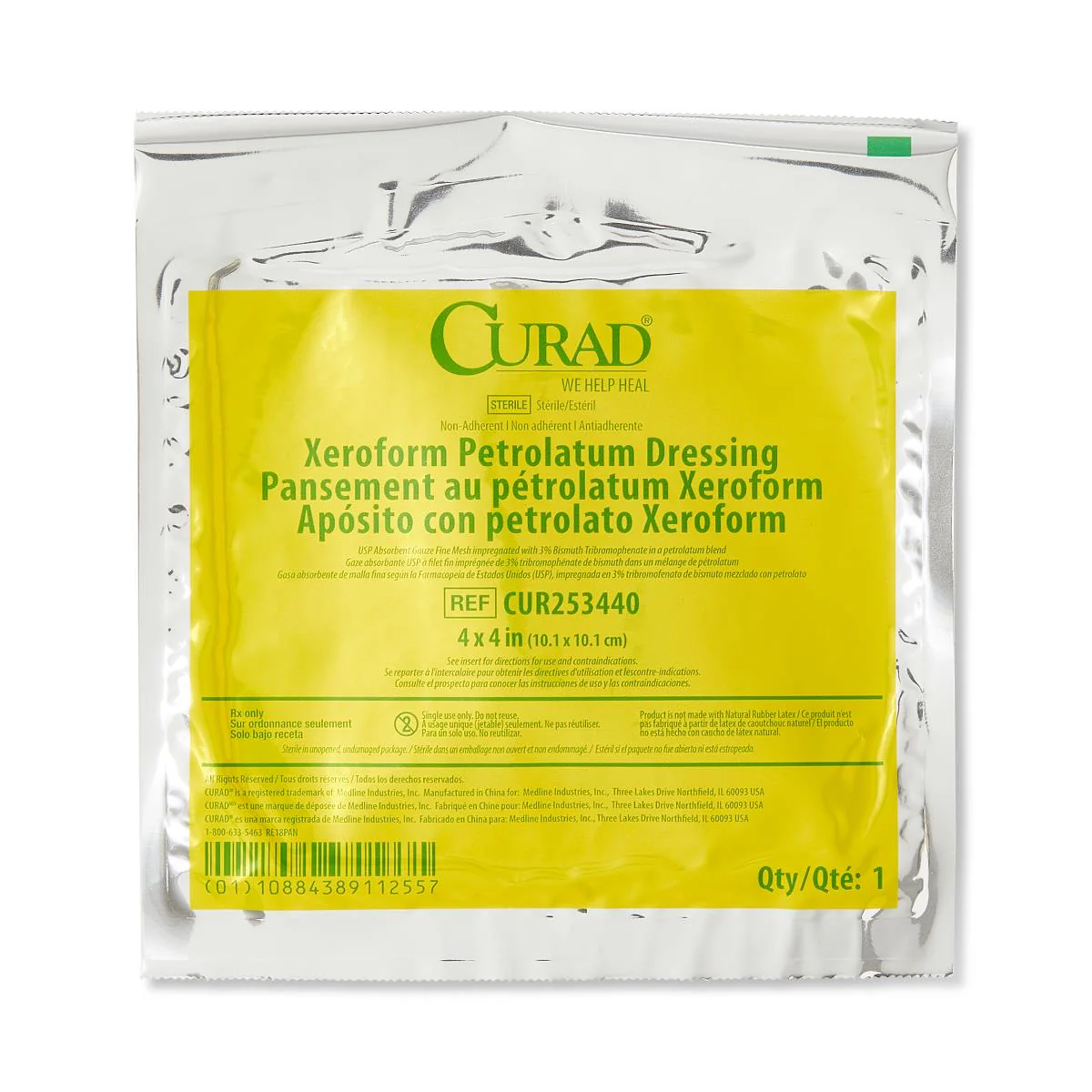 Xeroform 4" x 4" Sterile Non-Adherent Petrolatum Gauze Dressing